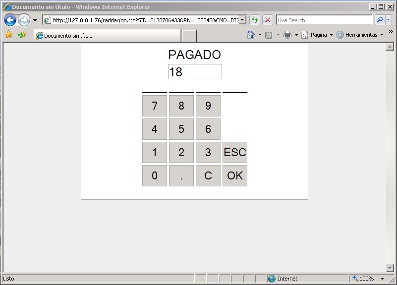 Introducir cantidad para el pago en efectivo