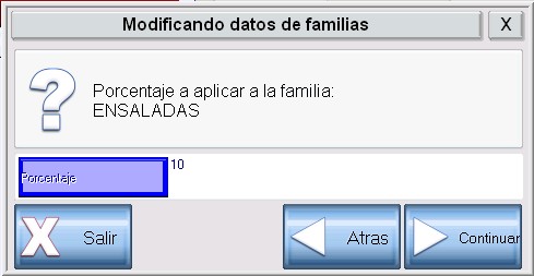 Selección de porcentaje a incrementar