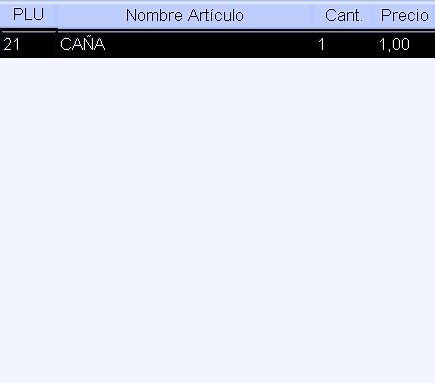 TPV grid de venta: Mostrando artículo 