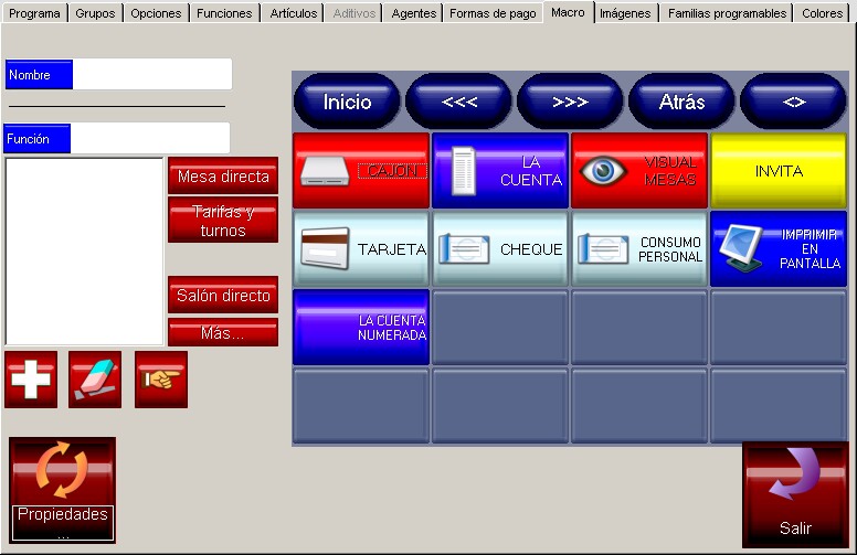 Pantalla configuración tactil: Macro