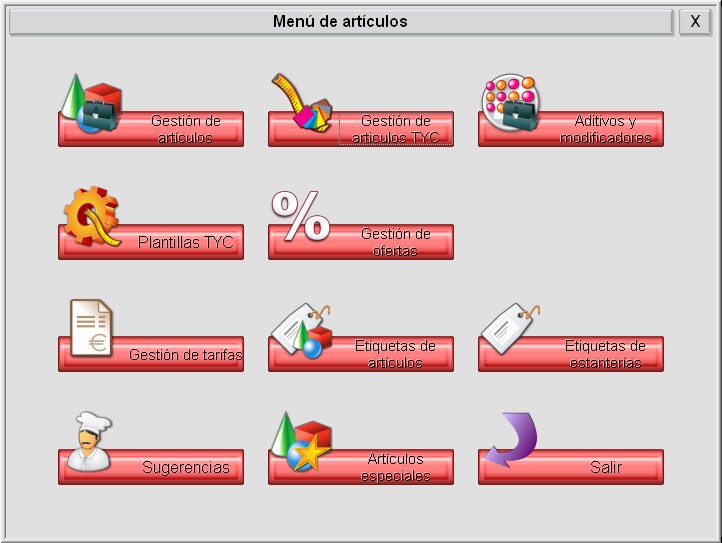 GTPV Menú de artículos