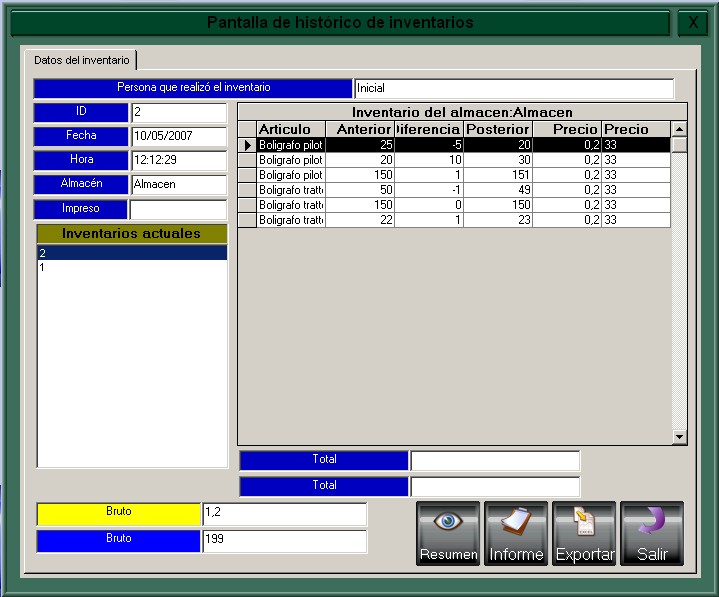 Visualizando inventario