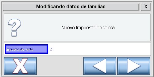 Indicamos el valor del impuesto a modificar