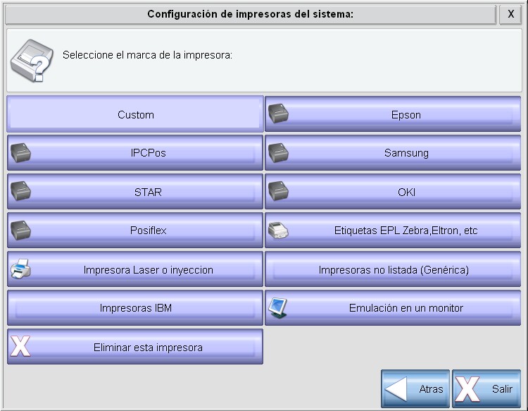 Selección de la marca de la impresora