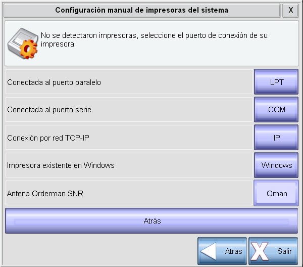 Pantalla de configuración avanzada