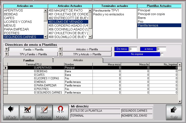 Pantalla de configuración de directrices de impresión