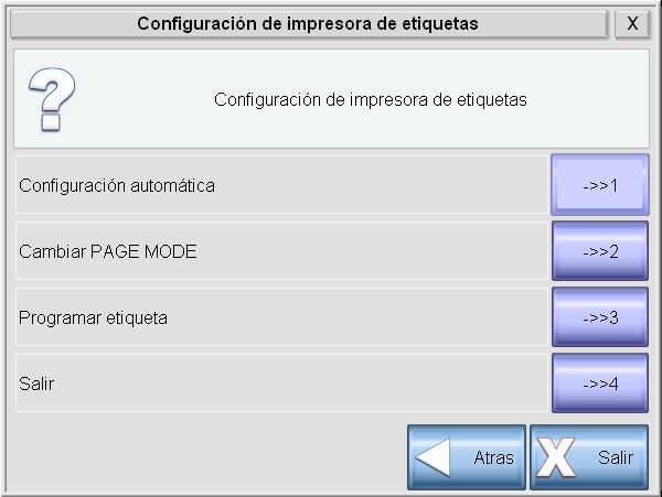 Pantalla de configuración EPL