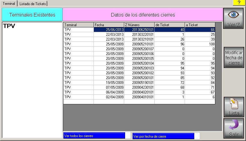 Terminales existentes