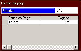 Información de las formas de pago.