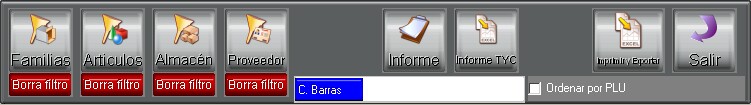 GTPV Menú de almacenes estado: Barra de operaciones