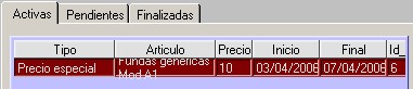 GTPV Menú de artículos: Ofertas: Lista de activas