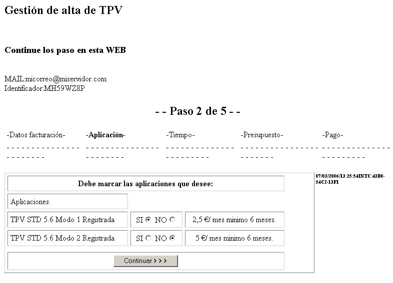 Registro de mi TPV STD Paso 3.Gestión en la web Paso 2/5