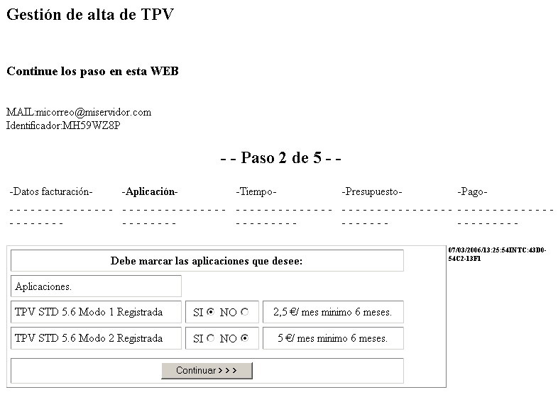 Registro de mi TPV STD Paso 3.Gestión en la web Paso 2/5