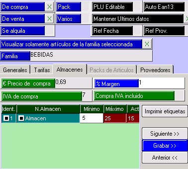GTPV Menú de artículos: Alta: Pesta?a de almacenes