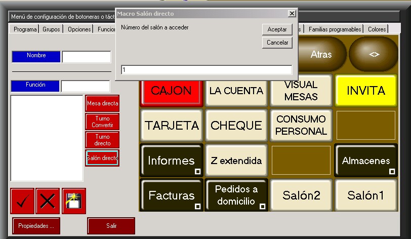 TPV Fx900930 configuración: Macros: Salón Directo