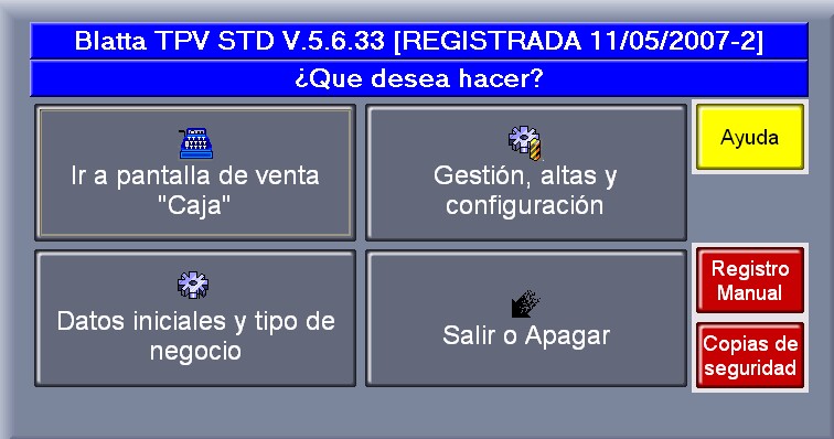 TPV_standar: Menú de configuración