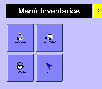 GTPV Menú principal: Botón de almacenes:Menu de inventarios