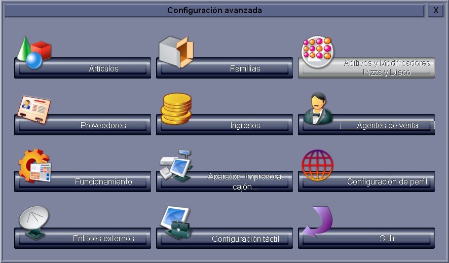 TPV STD Menú de configuración avanzada