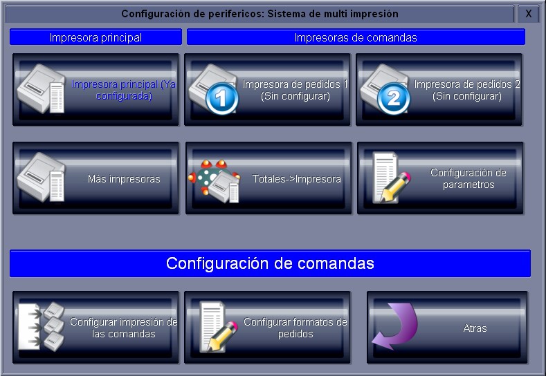 Pantalla de Configuración de perifericos