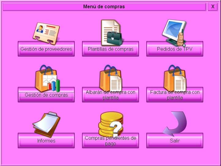 Menú de Gestión de Compras