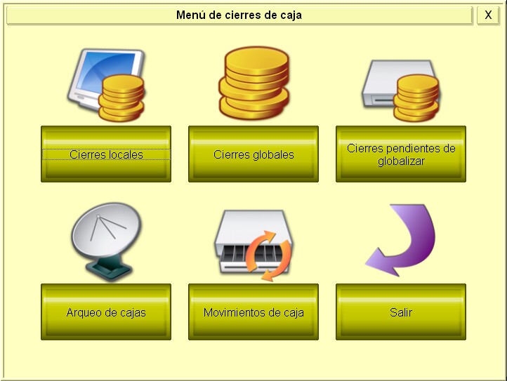 Menú de Cierres de Caja