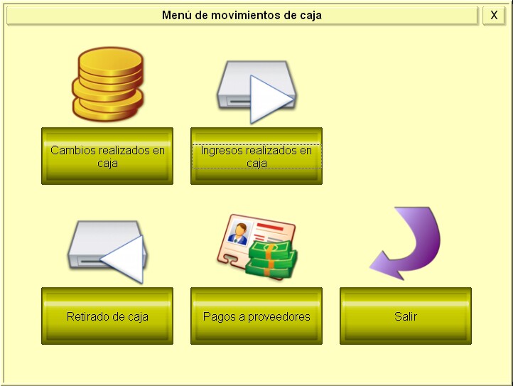 Menú de Movimientos de Caja