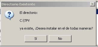 Instalación paso 6 encontrada carpeta c:/tpv siguiente