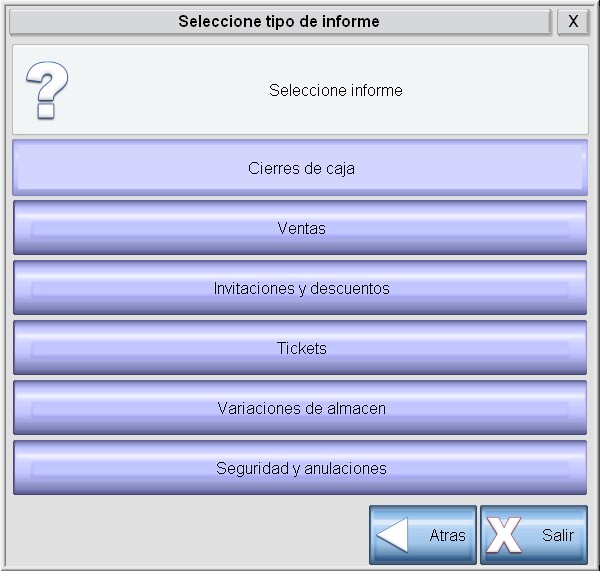 Selección Tipo de Informe