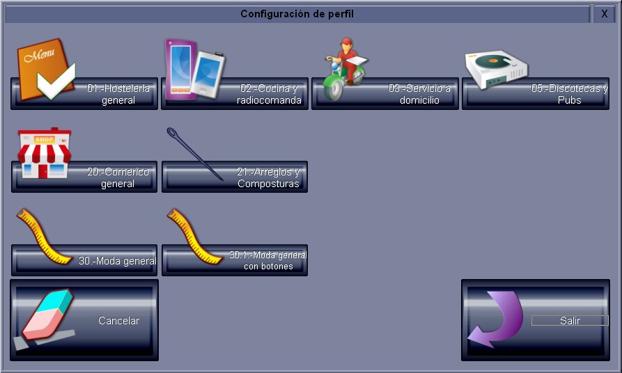 Pantalla de selección de perfil