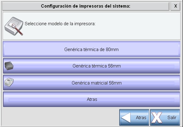 Selección de modelo de la impresora