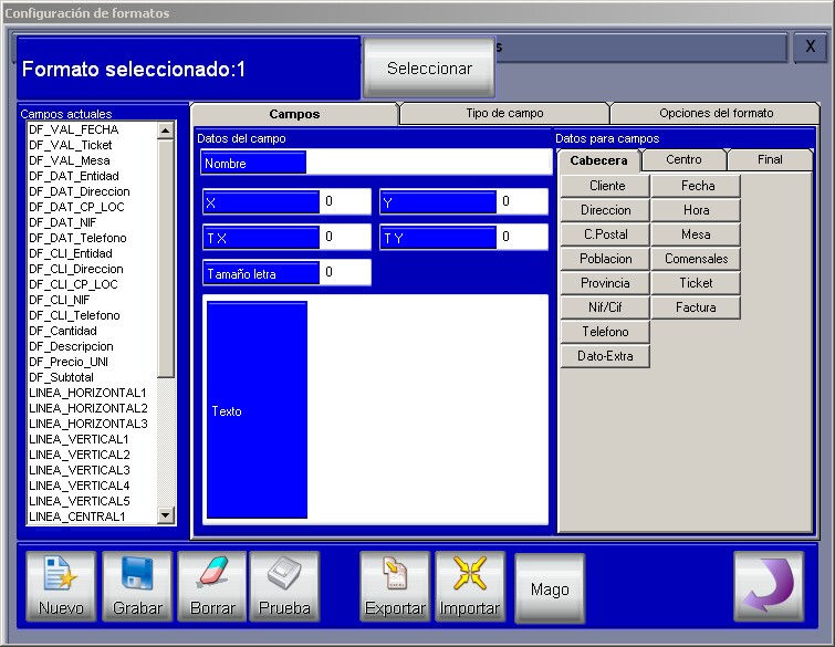 Configuración formatos manual