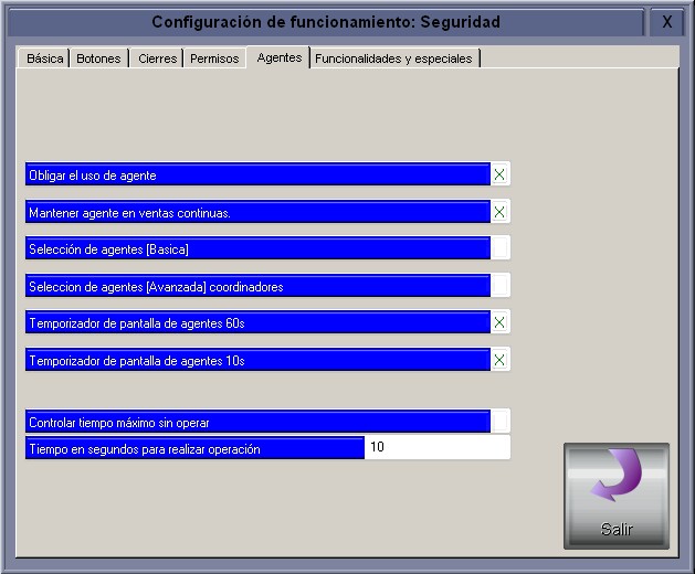 Pantalla de seguridad: Agentes